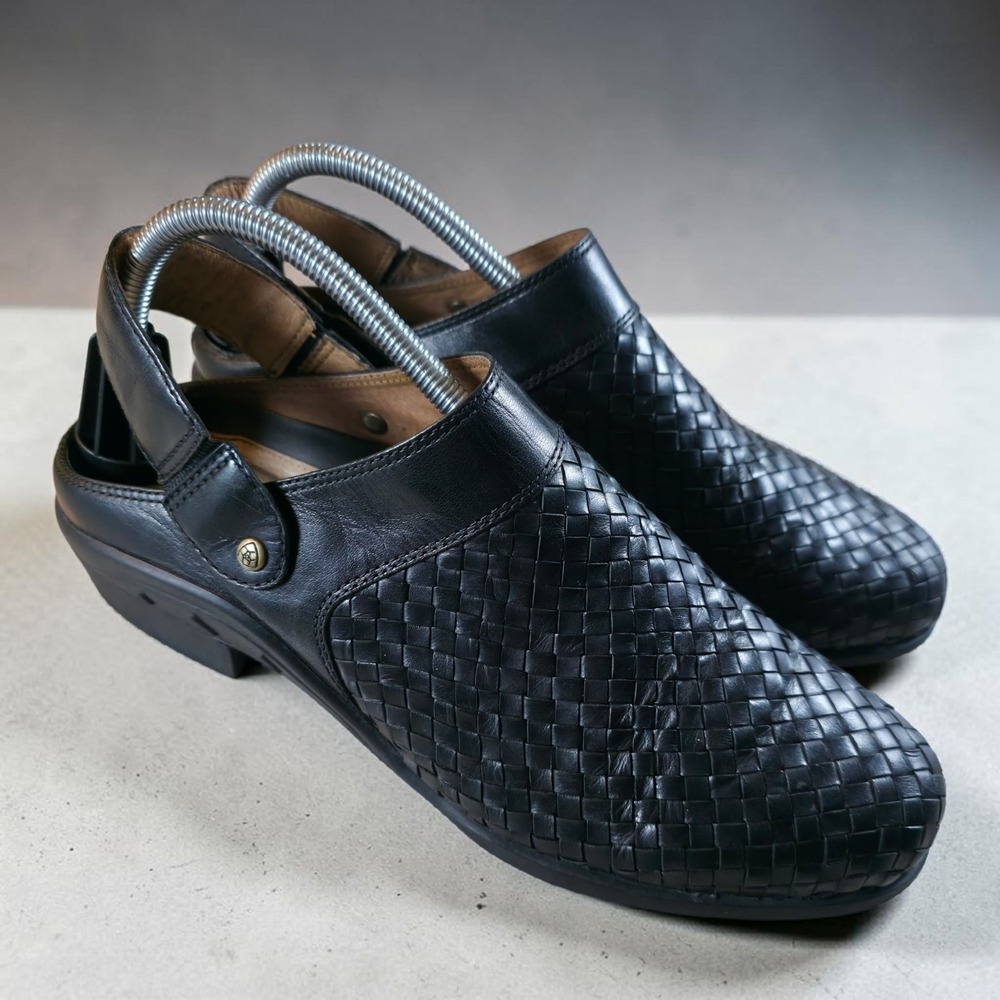 Ariat Womens Shoes Mule Black Woven Leather Western Slip On Slingback Size 10